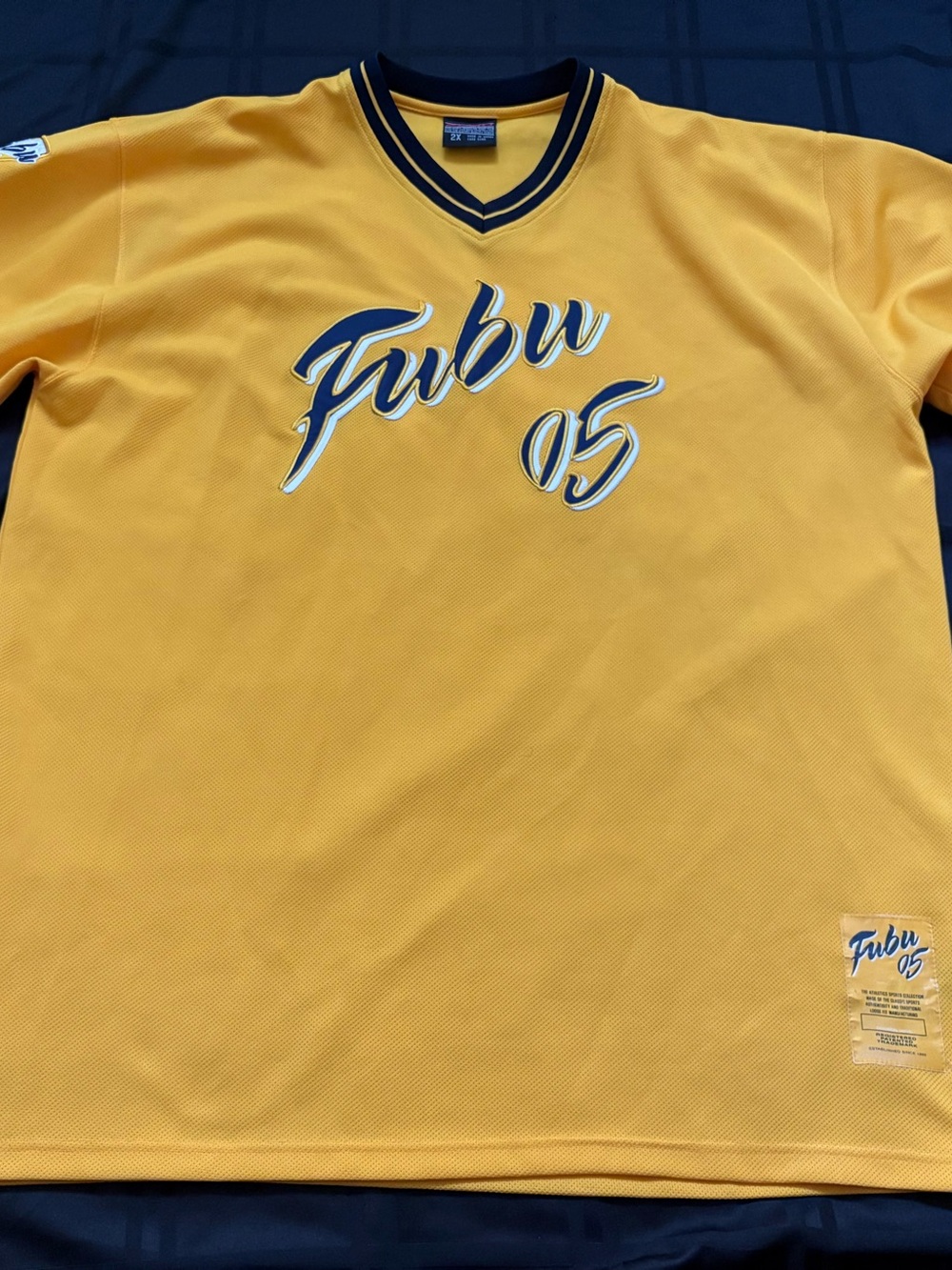 VTG 90's FUBU Jersey Mens XXL Yellow Rap Y2K FUBU 05 V Neck